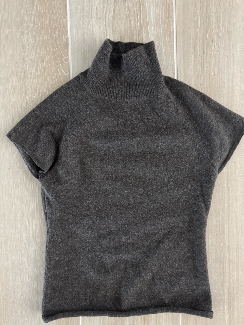 Charcoal Short-Sleeve Turtleneck Sweater